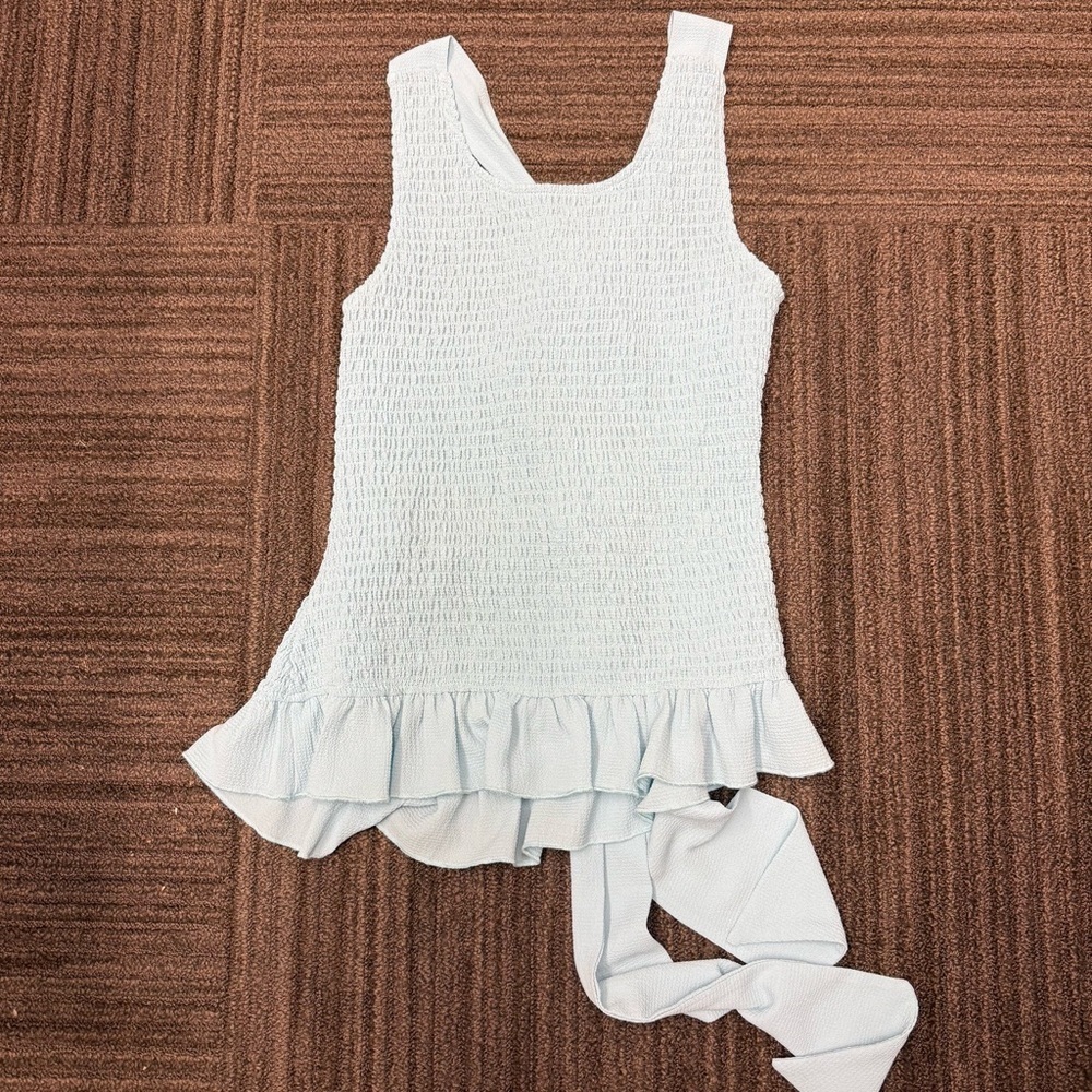 VENUS Light Blue Ruched Tie Bow Back Detail Tank